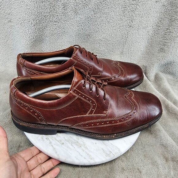 Johnston & Murphy Shoes Mens Size 12 Wing Tip Brown Leather Brogue Oxford *GUC* main image 9